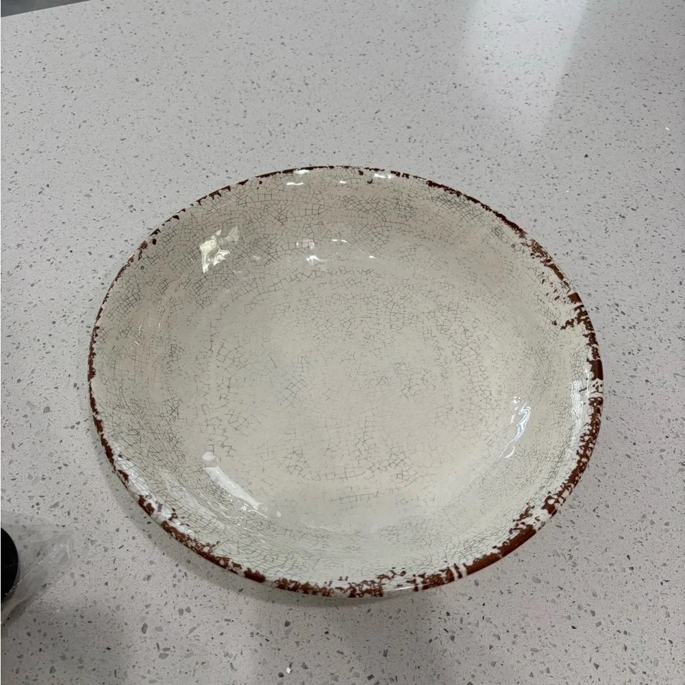 Williams Sonoma Textured Cream Ceramic Bowl Melamine Fruit Bowl